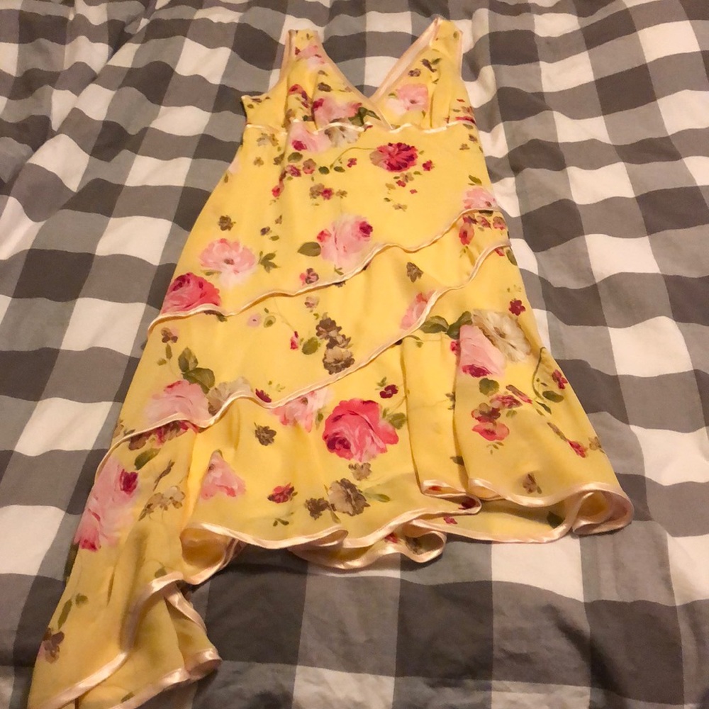 Summer asymmetrical yellow dress
